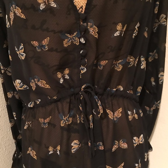 H&M Conscious Collection Black Boho Chiffon Butterfly Dress - Picture 4 of 12